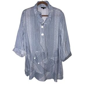 John Mark Xl Asymetrical Tunic Top w pockets Mint Condition Wire Collar